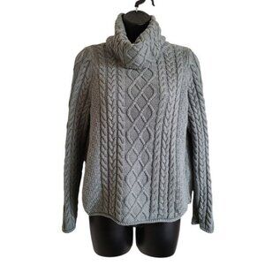 Burgess Womens Gray Fishermen Cable Knit Turtleneck Sweater Size S